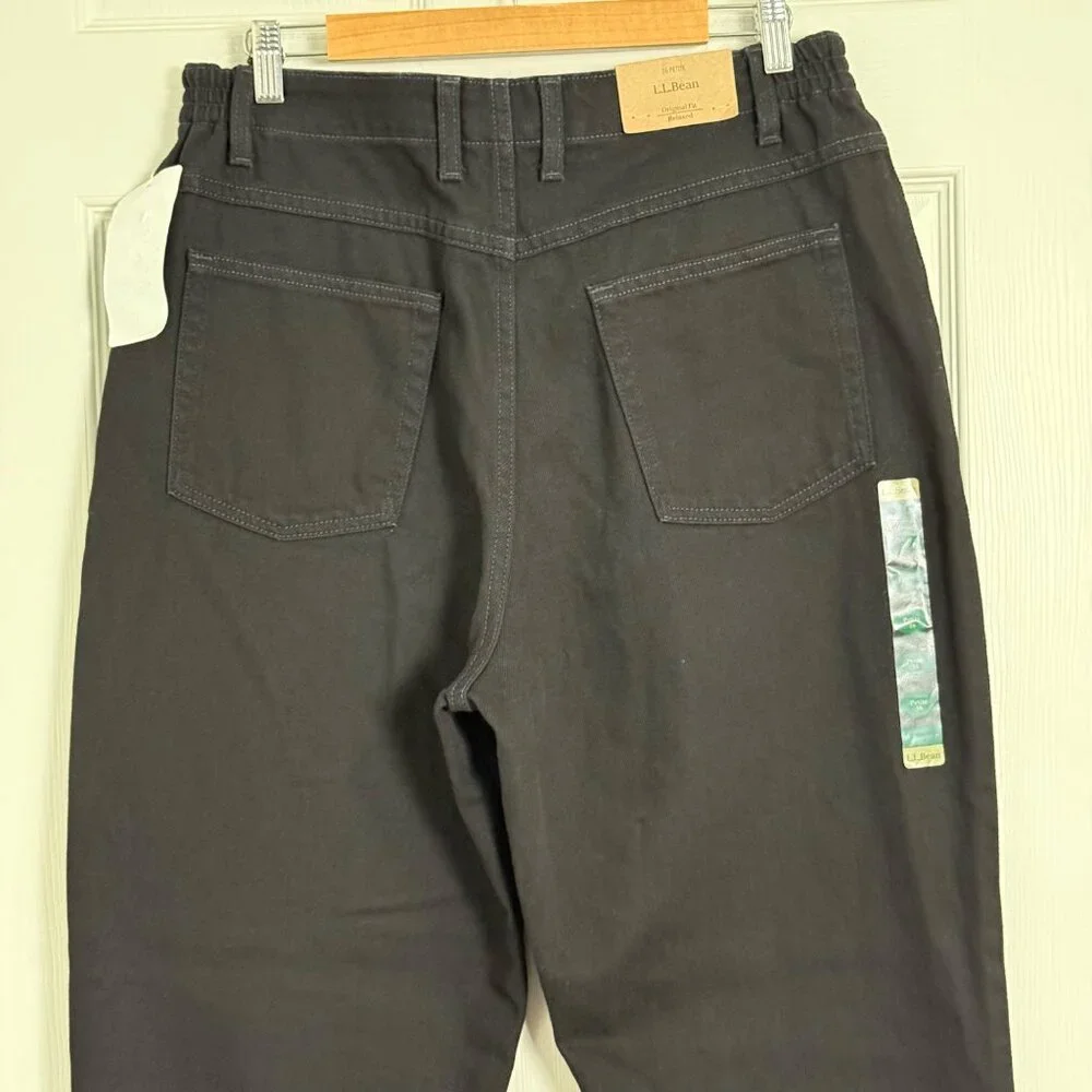 LL‎ Bean Jeans Womens 16 Petite Black Original Fit Relaxed 100% Cotton High Rise - Picture 4 of 16